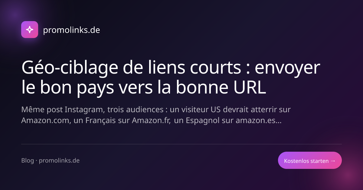 Géo-ciblage de liens courts : envoyer le bon pays vers la bonne URL