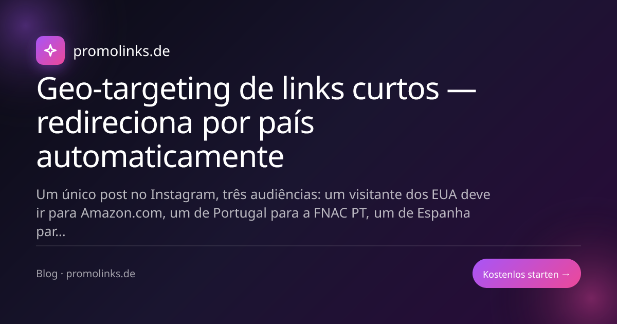 Geo-targeting de links curtos — redireciona por país automaticamente